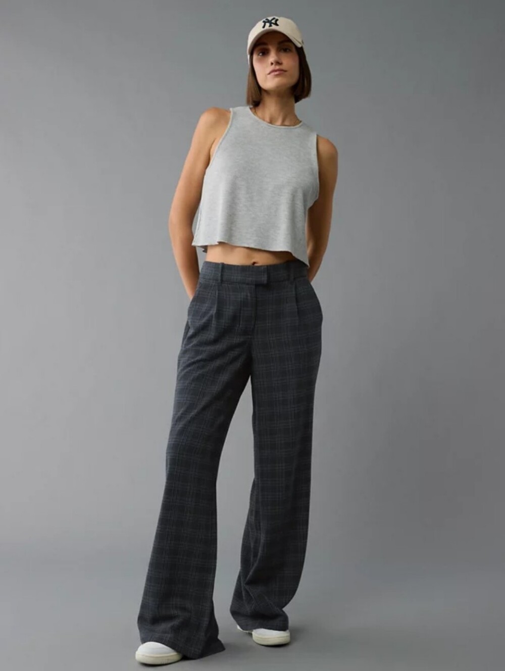 American Eagle Stretch Poppy Plaid Trousers Sz 0